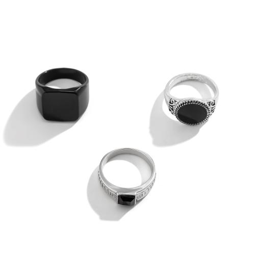 Zinklegierung Ring Set, mit Acryl, Tole Paintng & drei Stücke & für den Menschen & Emaille, verkauft von setzen