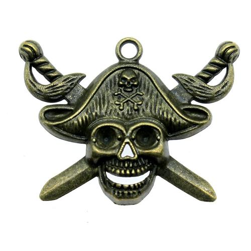 Tibetan Style Skull Pendants, plated, vintage & fashion jewelry & DIY, more colors for choice, 45x34mm, Sold By PC