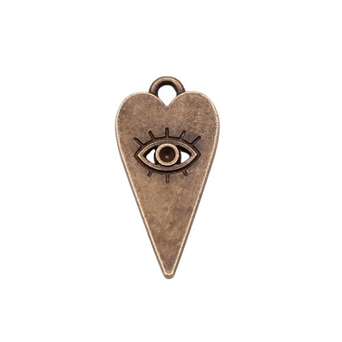 Evil Eye Pendants, Tibetan Style, Heart, plated, vintage & fashion jewelry & DIY, more colors for choice, 22x11mm, Sold By PC