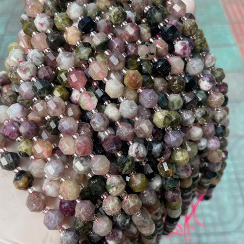 Gemstone Jewelry Beads, Tourmaline, Lantern, fashion jewelry & DIY & faceted, mixed colors, 8mm, Approx 39PCs/Strand, Sold By Strand