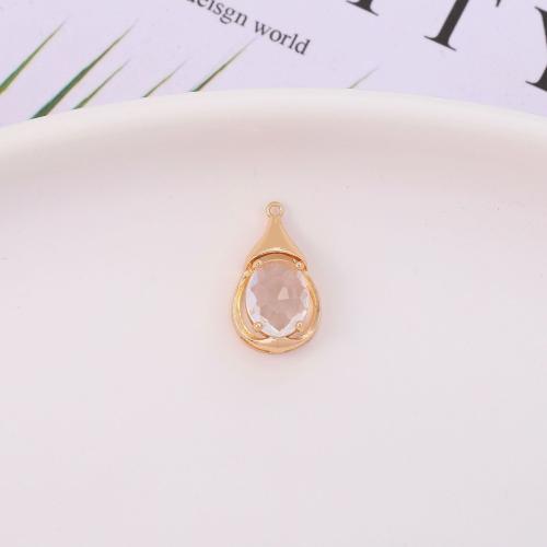 Brass Jewelry Pendants, with Crystal, Teardrop, gold color plated, fashion jewelry & DIY, more colors for choice, nickel, lead & cadmium free, 11x20mm, Sold By PC