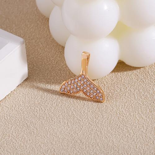 Cubic Zirconia Micro Pave Brass Pendant Mermaid tail gold color plated fashion jewelry & DIY & micro pave cubic zirconia nickel lead & cadmium free Sold By PC