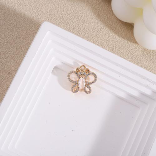 Cubic Zirconia Micro Pave Brass Pendant Butterfly gold color plated fashion jewelry & DIY & micro pave cubic zirconia & hollow nickel lead & cadmium free Sold By PC