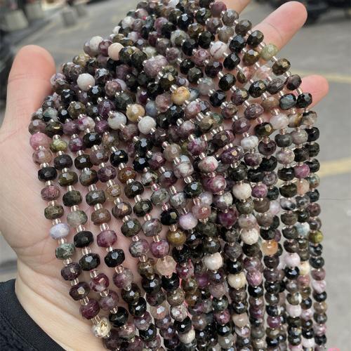 Gemstone Jewelry Beads, Tourmaline, Rondelle, fashion jewelry & DIY & faceted, mixed colors, 8x6mm, Approx 47PCs/Strand, Sold By Strand