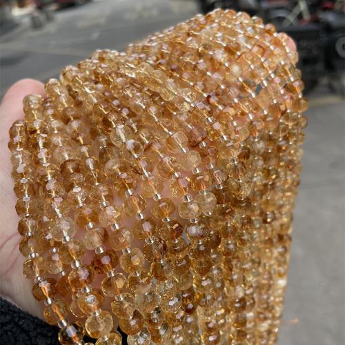 Naturlig krystal perler, Citrin, Rondelle, mode smykker & du kan DIY & facetteret, gul, 8x6mm, Ca. 47pc'er/Strand, Solgt af Strand