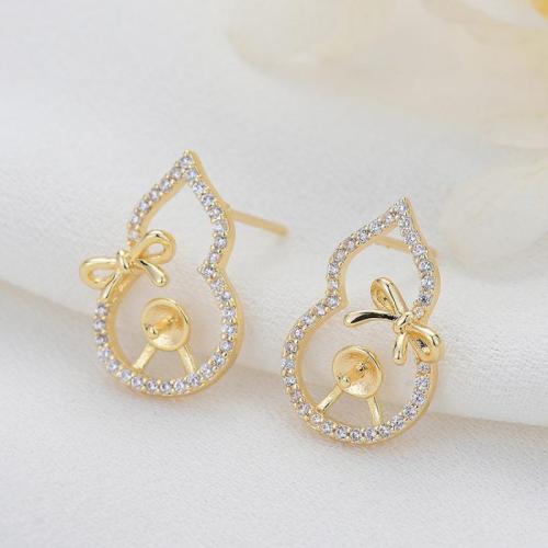 Cubic Zirconia Micro Pave Brass Earring with Glass Pearl Calabash fashion jewelry & micro pave cubic zirconia & for woman nickel lead & cadmium free Sold By Pair