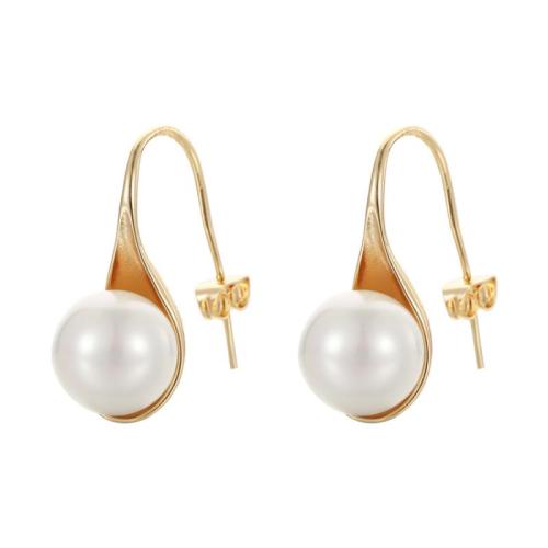 Brass Drop Earring, with Glass Pearl, fashion jewelry & different styles for choice & for woman, nickel, lead & cadmium free, Sold By Pair