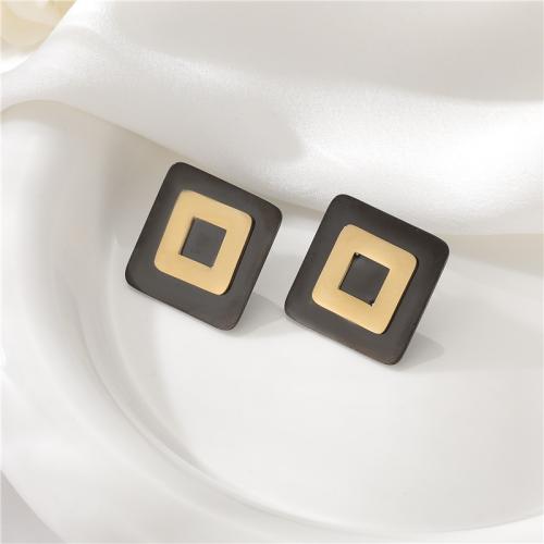 Stainless Steel Stud Earrings, 304 Stainless Steel,  Square, fashion jewelry & for woman, 22mm, Sold By Pair
