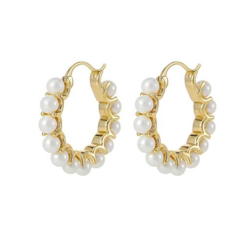Messing Leverback ørering, med Glass Pearl, forgyldt, mode smykker & for kvinde, flere farver til valg, 26.30x25mm, Solgt af par