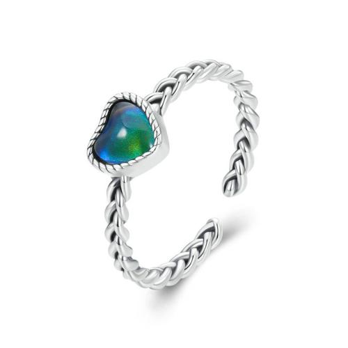 Solidny srebrny pierścień, 925 Srebro, ze żywica, Serce, biżuteria moda & dla kobiety & emalia, rozmiar:8, sprzedane przez PC
