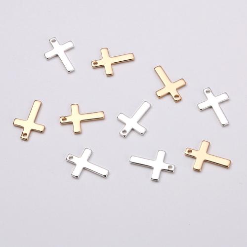 Brass Cross Pendants, plated, DIY, more colors for choice, 13x9mm, Sold By PC