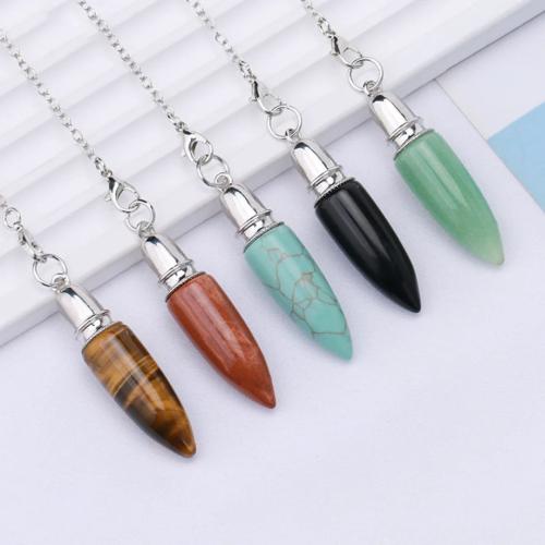 Brass Pendulum, with Gemstone, different materials for choice, 50x12.40mm, Length:Approx 23 cm, Sold By PC
