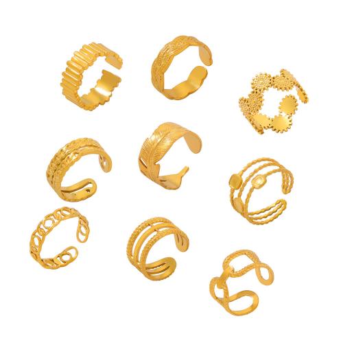 Anillo de dedo de Titantium Acero, Partículas de acero, Joyería & diferentes estilos para la opción & para mujer, dorado, Vendido por UD