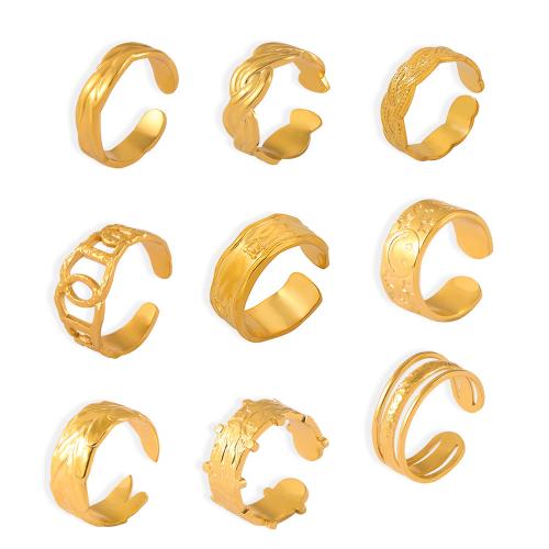 Titanium Čelik Finger Ring, modni nakit & različitih stilova za izbor & za žene, zlatan, Prodano By PC