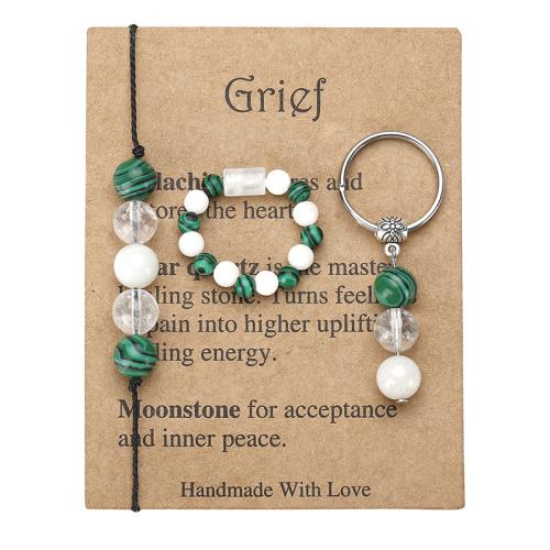 Natural Gemstone Jewelry Sets Malachite with Clear Quartz fashion jewelry & Unisex Sold By PC