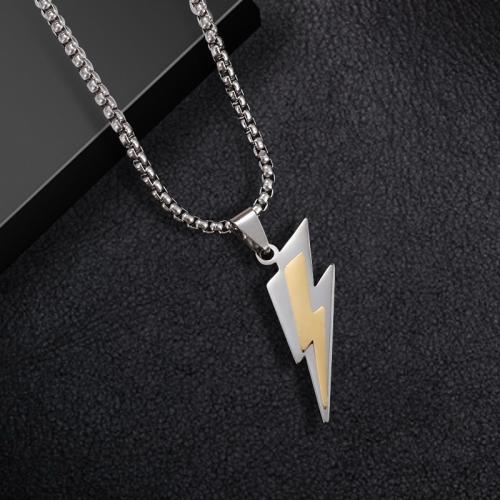 Stainless Steel Jewelry Necklace, 304 Stainless Steel, Lightning Symbol, fashion jewelry & Unisex, more colors for choice, 38x14mm, Length:Approx 60 cm, Sold By PC