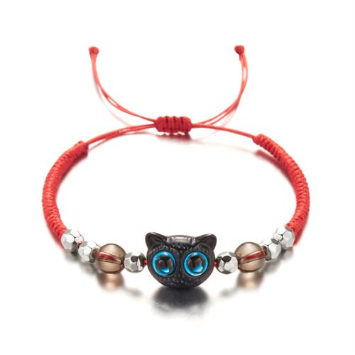 Bracelets résine, Cordon de noeud, avec résine, chat, fait à la main, bijoux de mode & réglable & pour femme, plus de couleurs à choisir, Longueur:Environ 16-26 cm, Vendu par PC