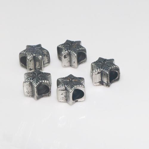 Stainless Steel Large Hole Beads, 304 Stainless Steel, Snowflake, DIY, original color, 11x13x8.30mm, Hole:Approx 4.5mm, Sold By PC