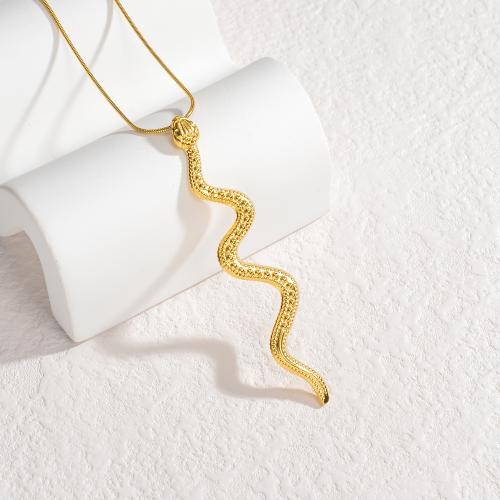 Titanium Steel Necklace, with 5CM extender chain, Snake, gold color plated, different styles for choice & for woman, more colors for choice, Length:45 cm, Sold By PC