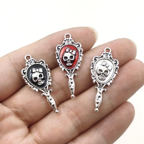 Tibetan Style Enamel Pendants, Skull, silver color plated, DIY, more colors for choice, nickel, lead & cadmium free, 15x36mm, 10PCs/Bag, Sold By Bag