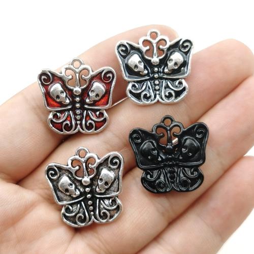 Tibetan Style Enamel Pendants, Butterfly, plated, DIY, more colors for choice, nickel, lead & cadmium free, 23x23mm, 10PCs/Bag, Sold By Bag