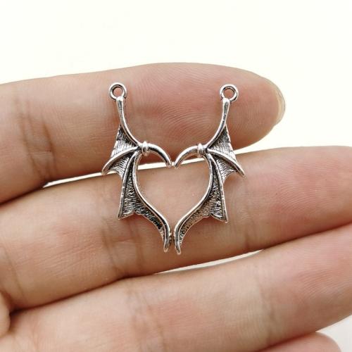 Wing Shaped Tibetan Style Pendants, silver color plated, DIY, nickel, lead & cadmium free, 12x31mm, 10PCs/Bag, Sold By Bag