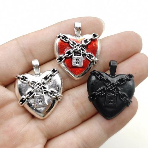 Tibetan Style Enamel Pendants, Heart, silver color plated, DIY, more colors for choice, nickel, lead & cadmium free, 26x32mm, 10PCs/Bag, Sold By Bag