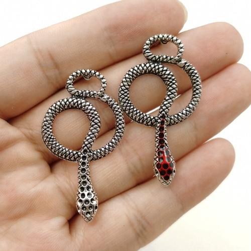 Tibetan Style Enamel Pendants, Snake, silver color plated, DIY, more colors for choice, nickel, lead & cadmium free, 26x46mm, 10PCs/Bag, Sold By Bag