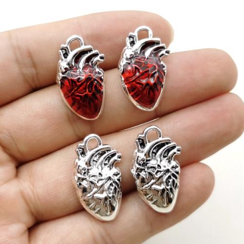Tibetan Style Enamel Pendants, Heart, silver color plated, DIY, more colors for choice, nickel, lead & cadmium free, 16x25mm, 10PCs/Bag, Sold By Bag