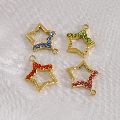 Stainless Steel Pendants 304 Stainless Steel Star plated DIY & with rhinestone Sold By Bag
