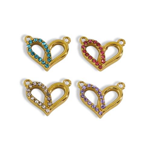 Stainless Steel Connector 304 Stainless Steel Heart plated DIY & with rhinestone Sold By Bag