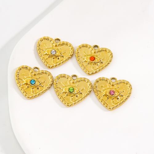 Stainless Steel Heart Pendants 304 Stainless Steel plated DIY & with rhinestone Sold By Bag