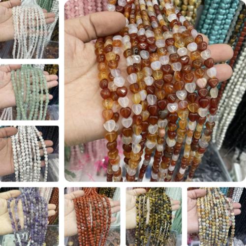 Perles bijoux en pierres gemmes, Pierre naturelle, coeur, DIY & différents matériaux pour le choix, plus de couleurs à choisir, 8x5mm, Environ 50PC/brin, Vendu par brin