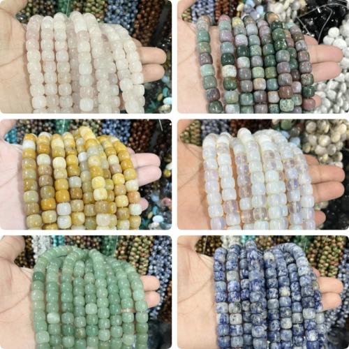 Gemstone Jewelry Beads, Natural Stone, Drum, DIY & different materials for choice, more colors for choice, 10x9mm, Approx 20PCs/Strand, Sold By Strand