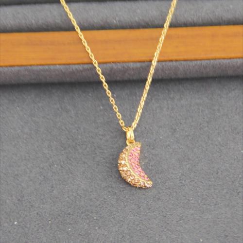 Zircônio cúbico Micro Pave colar de bronze, cobre, with 7CM extender chain, banhado, micro pavimento em zircônia cúbica & para mulher, dourado, comprimento Aprox 42 cm, vendido por PC