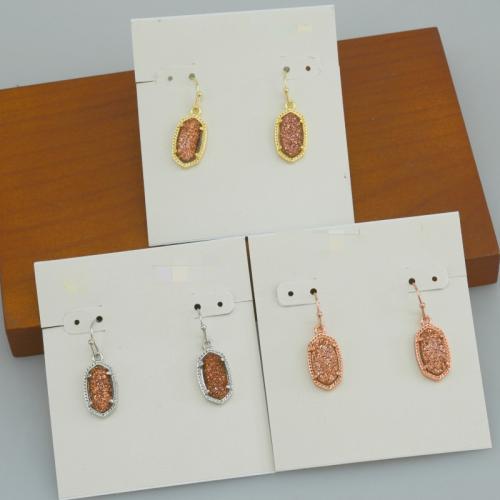 Boucles d'oreilles pendantes en laiton, avec agate quartz de glace, Placage, pour femme, plus de couleurs à choisir, 10x17mm, Vendu par paire