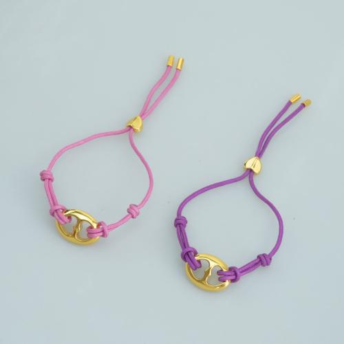 Brass Bracelet & Bangle, with Polyester Cord, plated, for woman, more colors for choice, Length:Approx 14 cm, Sold By PC