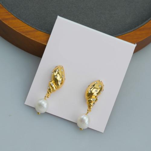 Messing oorbellen met micro-paved kubieke zirconia's, plated, micro pave zirconia & voor vrouw, gouden, 34mm, Verkocht door pair