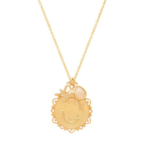 Messing Halskette, mit Opal, mit Verlängerungskettchen von 5cm, plattiert, verschiedene Stile für Wahl & für Frau, goldfarben, Länge:45 cm, verkauft von PC