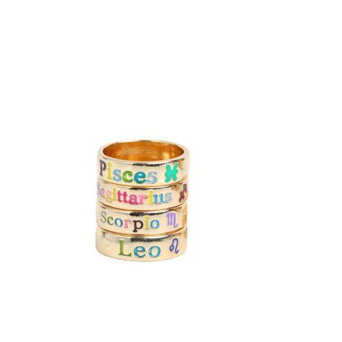 Zinklegering ringen, Zinc Alloy, plated, verschillende ontwerpen voor de keuze & voor vrouw & glazuur, gouden, Maat:7, Verkocht door PC