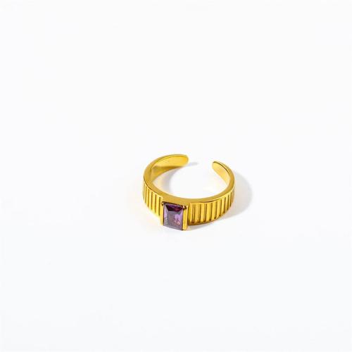 Titantium Steel finger ring, Titan Stål, micro bana cubic zirconia & för kvinna, fler färger för val, Säljs av PC