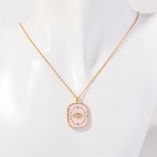 Cubic Zircon Micro Pave Brass Necklace plated & micro pave cubic zirconia & for woman & enamel Length Approx 41-50 cm Sold By PC