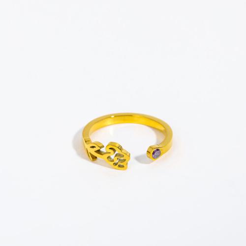Titanium Čelik Finger Ring, različitih stilova za izbor & micro utrti kubni cirkonij & za žene, više boja za izbor, Veličina:7, Prodano By PC