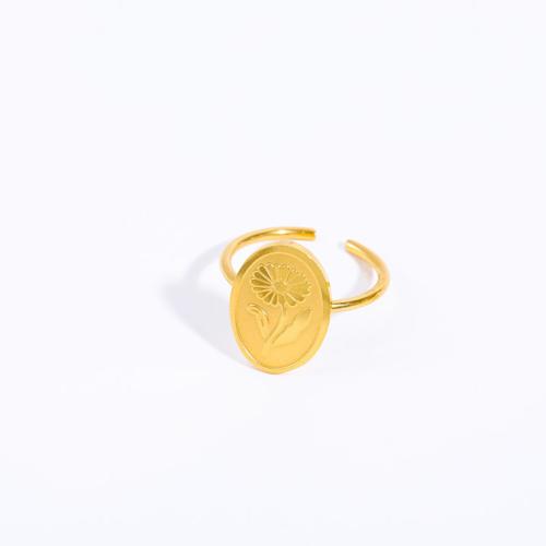 Titan Edelstahl Ringe, Titanstahl, plattiert, verschiedene Muster für Wahl & für Frau, goldfarben, Bohrung:ca. 1.8mm, Größe:7, verkauft von PC