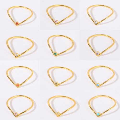 Titanium Steel Finger Ring, Vacuum Ion Plating, different size for choice & micro pave cubic zirconia & for woman, more colors for choice, Hole:Approx 1.8mm, Sold By PC