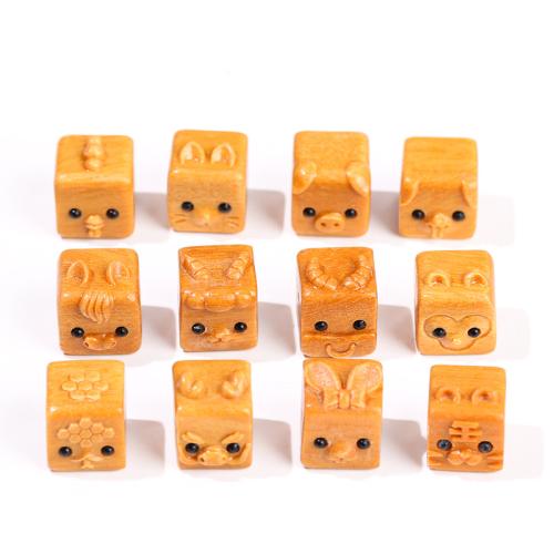 Spacer Beads Jewelry Sandalwood Chinese Zodiac Carved DIY 14mm Sold By PC