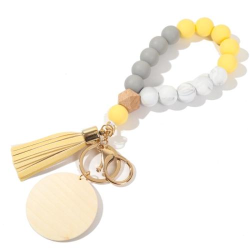Bag Purse Charms Keyrings Keychains, Silicone, with Wood & Tibetan Style, Unisex, more colors for choice, Sold By PC