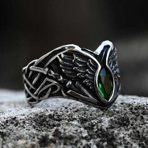 Inny pierścionek dla mężczyzn, Titantium stali, biżuteria moda & różnej wielkości do wyboru & dla człowieka & z kamieniem, dostępnych więcej kolorów, sprzedane przez PC