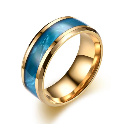 Ring Finger Titantium stali, ze Muszla, biżuteria moda & dla obu płci & różnej wielkości do wyboru, dostępnych więcej kolorów, sprzedane przez PC