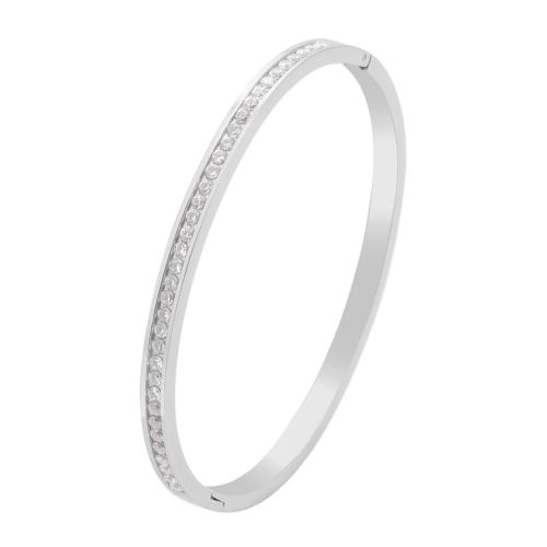 Titanium Steel Bracelet & Bangle fashion jewelry & for woman & with rhinestone Inner Approx 58mm Sold By PC